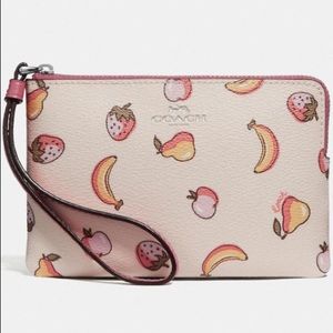 COACH Corner Zip Wristlet with Mixed Fruit Print